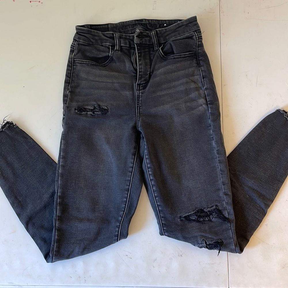 American eagle black skinny jeans, next level stretch, size 2.